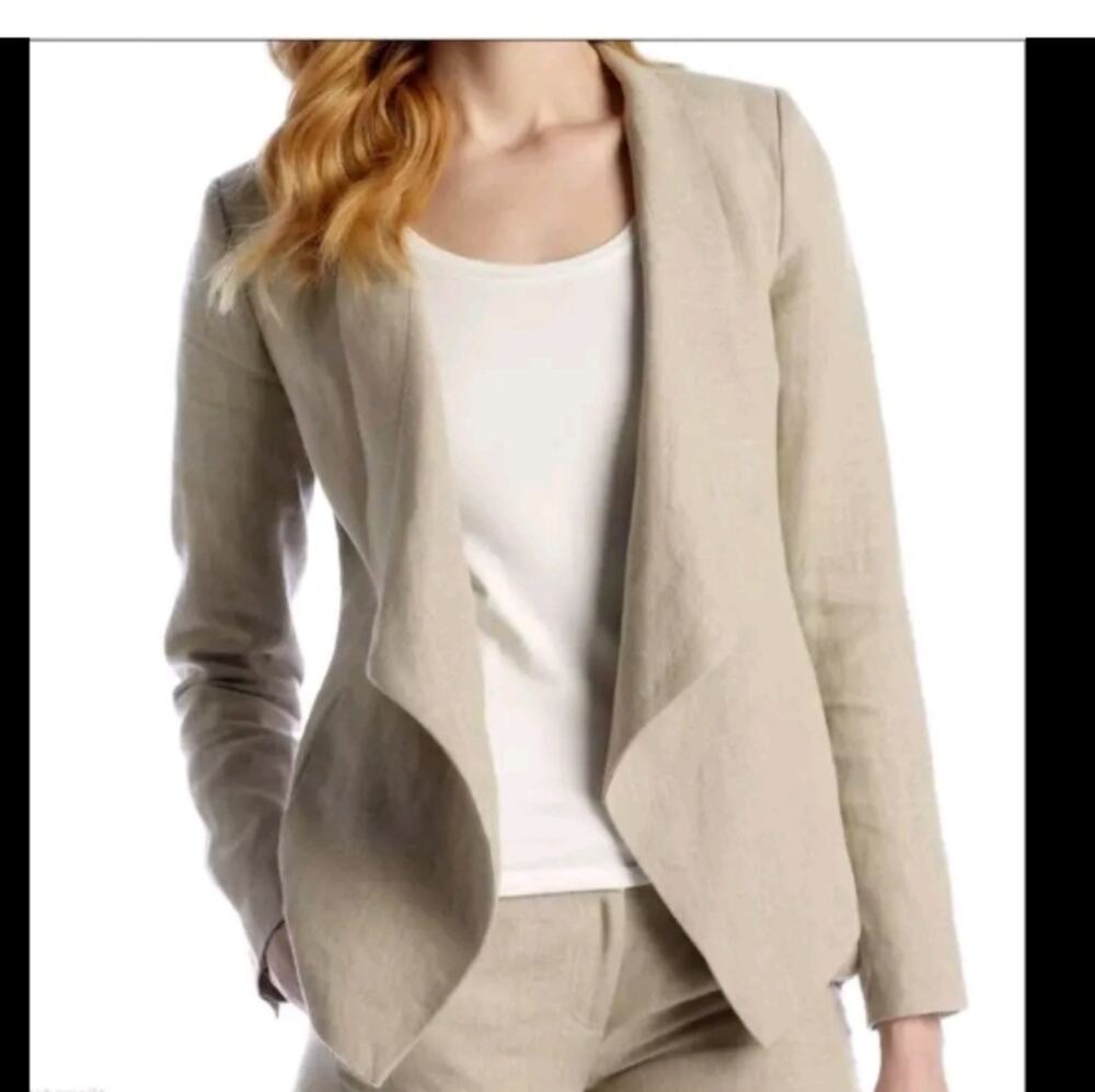 Michael Michael Kors Beige Linen Drape Front Women's Jacket. Size 2